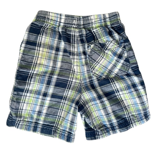 Jumping Beans Boys Green/Blue Plaid Cotton Shorts 3T - Picture 3 of 4